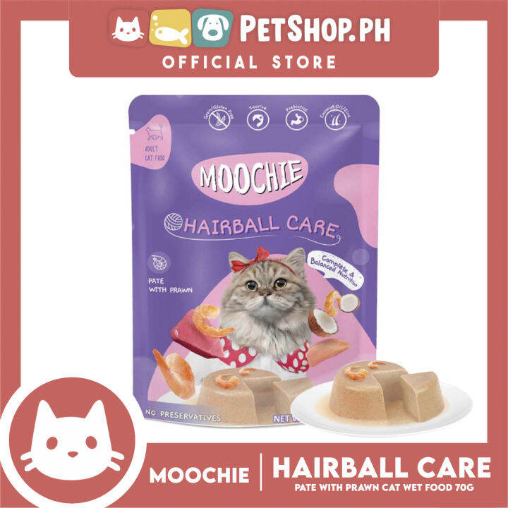 Moochie Hairball Care Adult Cat Wet Food (pate With Prawn) 70g 