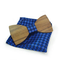 (ร้อน) ผู้ชายงานแต่งงานธุรกิจชุดไม้ Bowtie Cravat Novelty Chic ไม้ Bow Tie Paisley Pocket Square ผ้าเช็ดหน้าชุดเนคไท