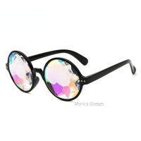【 Cw】แว่นตาคลั่งผู้ชายรอบ Kaleidoscope แว่นกันแดดผู้หญิงพรรคประสาทหลอนปริซึมกระจายเลนส์ EDM แว่นกันแดดหญิงแว่นตา