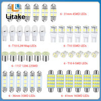 ชุดผสม Led ไฟภายในรถยนต์42ชิ้นหลอดไฟสำรองโดม LED 31มม. 36มม. 41มม. T10 1157 12V 6000K