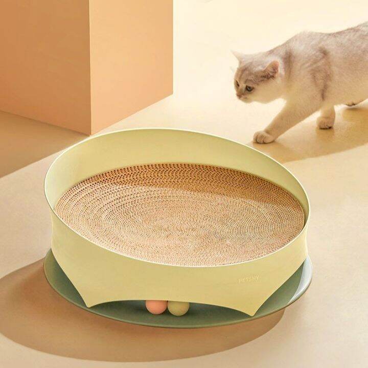 สินค้าใหม่-rabbit-selection-pet-petshy-monets-sweetheart-scratching-board-ที่ลับเล็บแมวพร้อมลูกบอล