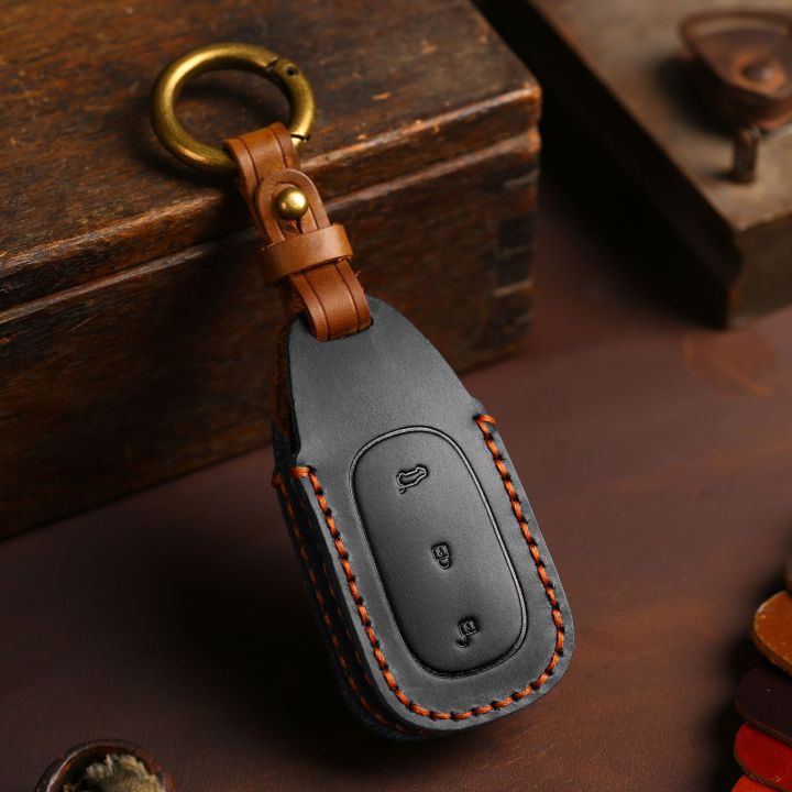 leather-car-key-cover-case-remote-keyring-protective-bag-for-leading-ideal-one-li-auto-l9-fob-protector-keychain-holder-handmade