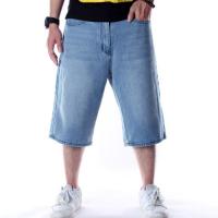 Summer Baggy Short Jeans For Man Light Blue Denim Shorts Fashion Hip-Hop Wide Leg Loose Male Trousers Plus Size 30-46