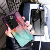 เคสกระจกนิรภัยสำหรับ VIVO V27 5G เคสโทรศัพท์กรอบ TPU แบบนุ่ม VIVO V27 Pro แฟชั่นฝาหลังกันกระแทกอย่างหนัก