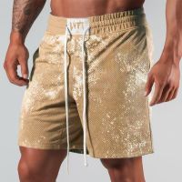 Khaki XXXL Mens Casual Summer Flexible Waist Gym Breathable Mesh Men Running Shorts Japanese Style Fitness Sports Training Short Pants