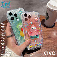 YiaMia กรอบถุงลมนิรภัย3D เคสสำหรับ VIVO Y16โทรศัพท์ SpongeBob Y50 Y30 Y30i 1935 1938 Y51 2020ฝาหลังป้องกันเทอร์โมพลาสติกโพลียูรีเทนใสนุ่มของเล่นป้องกันนิ่ม