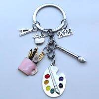 【CW】☑▽  20202023A-Z letter handmade drawing board pen keychain student gift key ring jewelry