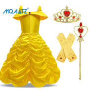 MQATZ Váy Bé Gái Quần Áo Dây Công Chúa Belle Người Đẹp Và Quái Vật Trong