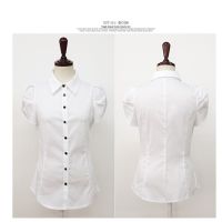 2022 Women short sleeve OL formal blouse white shirt