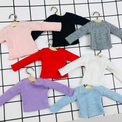 Handmade blyth clothes Pure Color Long Sleeve T-shirt Black/White/Pink/Red/Blue/Gray/Violet for Blyth Licca 1/6 Dolls Clothes