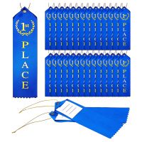 1St Place Award Ribbon Metallic Gold Foil Print with Activity Card and String for Competitions, Sporting Events