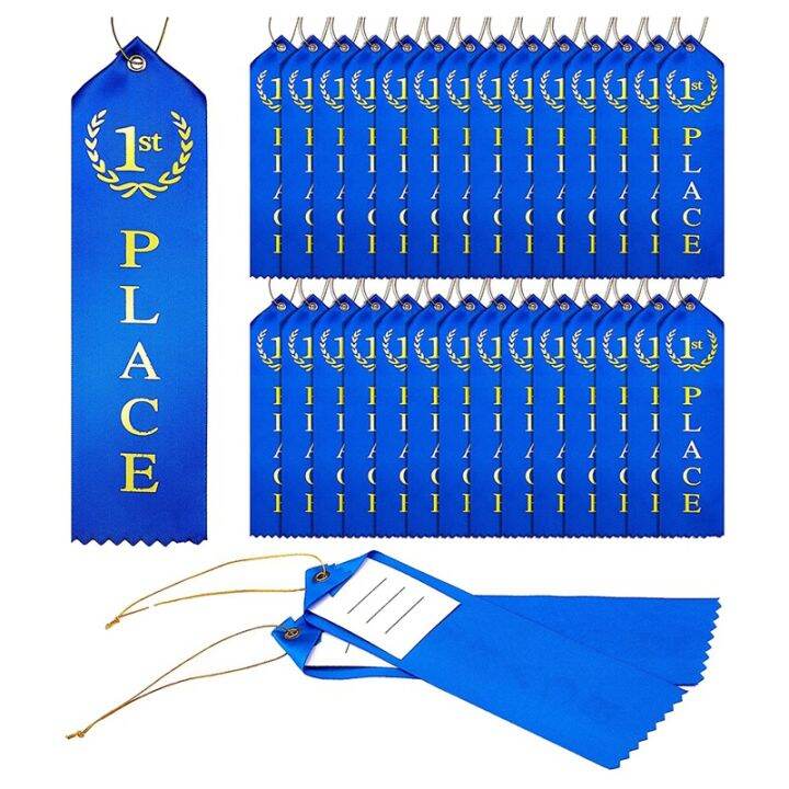 1st-place-award-ribbon-metallic-gold-foil-print-with-activity-card-and-string-for-competitions-sporting-events