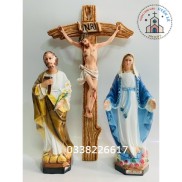 Tượng công giáo - Bộ Tượng Chúa Chịu Nạn + Mẹ Maria + Thánh Giuse 30cm