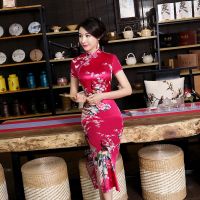 Cheongsam Long Dress Modern Chinese Qipao Classic Women Satin Cheongsam Oriental Bride Wedding Dresses Evening Party