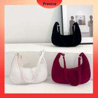 PROMISE จุได้มาก ถุงขนมจีบสลิงโฮโบ สีทึบทึบ ลำลองแบบสบายๆ กระเป๋า Crossbody แฟชั่นสำหรับผู้หญิง ผ้าลูกฟูกย้อนยุค กระเป๋าสะพายไหล่แบบสั้น ผู้หญิงผู้หญิงผู้หญิง