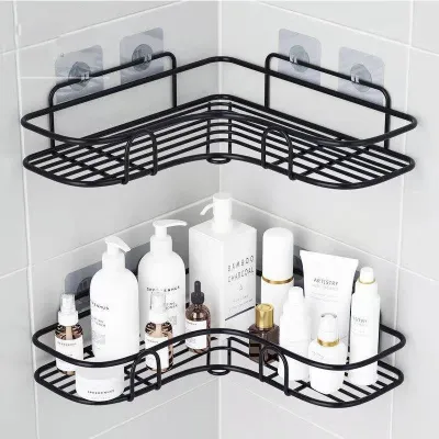 Toilet Condiment Bathroom Organizer Storage Basket Shower Shampoo Rack No Punch Bathroom Shelf