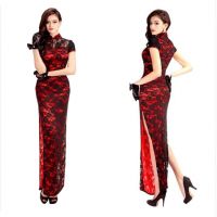 2022 New Sexy Woman Chinese Cheongsam Elegant Lace Traditional Qipao New Year Evening Party Oriental Vintage Split Wedding Dress