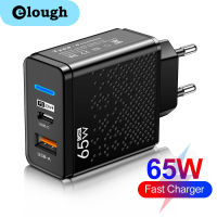 Elough 65W เครื่องชาร์จ USB ที่ชาร์จไฟรวดเร็ว USB C ที่ชาร์จ QC3.0 Type C อะแดปเตอร์ชาร์จโทรศัพท์มือถือสำหรับ iPhone iPad Huawei Samsung Xiaomi