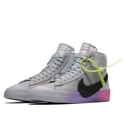 [HOT] Original✅ NK* Of- White- x BBlazr- Mid Wolf "Grey Serena" Gray Pink Purple Fashion Men And Women Sports Sneakers Couple Skateboard Shoes {Limited time offer}