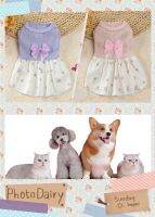 ZZOOI New Pet Sweater Dress Cute Floral Princess Bow Clothes For Dogs Cats Autumn And Winter Sleeveless Costume Wedding Skirt