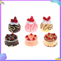 ? JCTTTY ? 6pcs dessert 3D เรซิ่นครีมเค้กขนาดเล็กอาหารตุ๊กตาอุปกรณ์เสริม