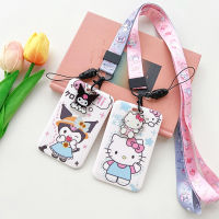 อะนิเมะ Kuromi Cinnamoroll Lanyard การ์ด Kawaii Sanrio Pochacco นักเรียนป้องกันกรณีการ์ดพวงกุญแจของเล่นของขวัญ