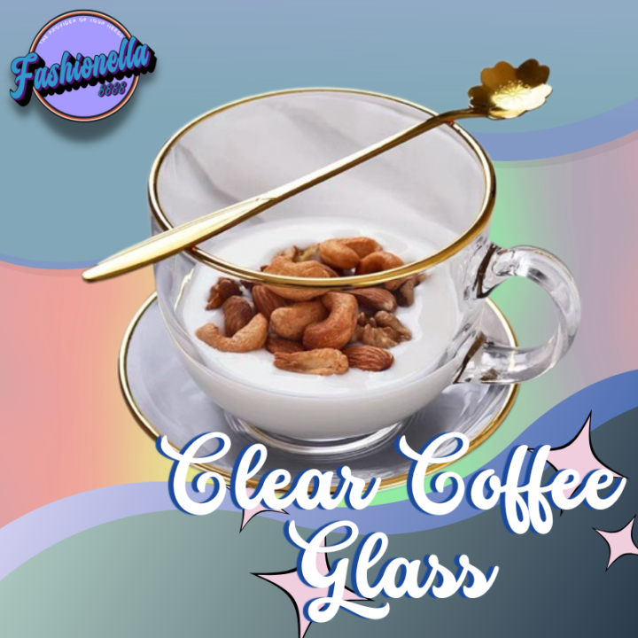 Catlerio Glass Clear Coffee Cups Breakfast Milk Mugs Tea Espresso Coffee Cup  Yogurt Bowl with Handle for Beverages 