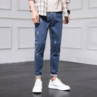 2023 New Trendy Mens Jeans 9-point Simple Casual Mens Pants Small Foot Thin Korean Pants for Men