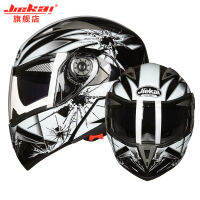 JIEKAI หมวกกันน็อคพับได้แบบแยกส่วนล่าสุด Casco Moto เลนส์คู่ Capacete Da Motocicleta พร้อมจุดกระบังแสงภายใน