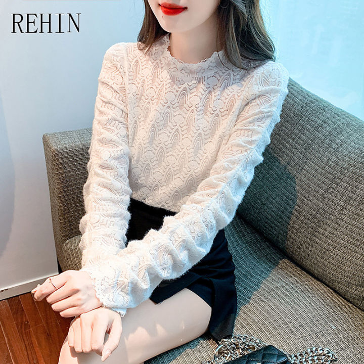 rehin-ของผู้หญิงฤดูใบไม้ร่วงและฤดูหนาวใหม่ขนเส้นด้ายออกแบบซอกเสื้อแขนยาวอายุท้าทายเสื้อหรูหรา