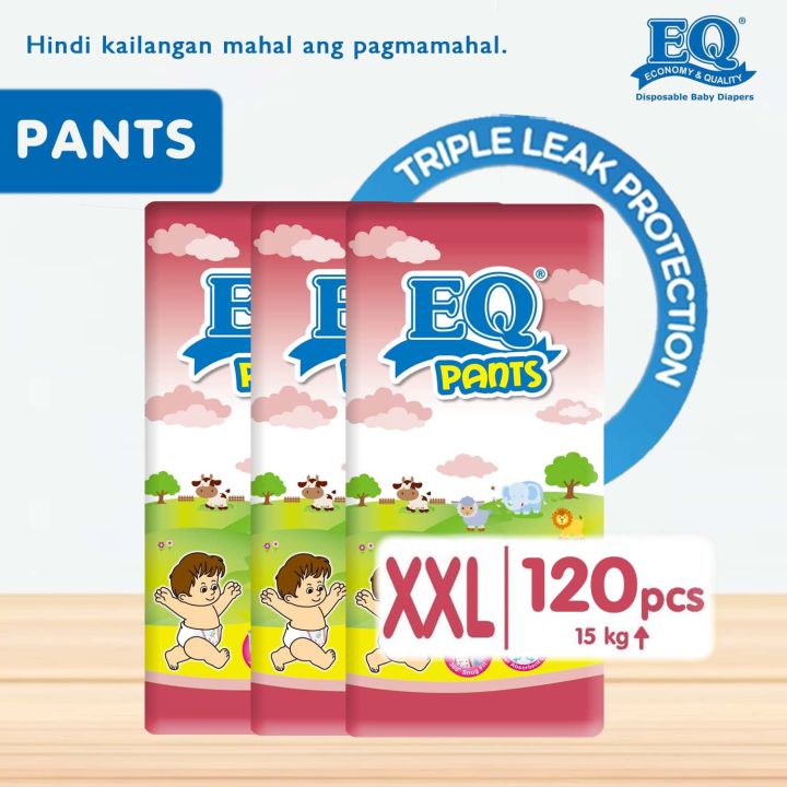 EQ Pants XXL (15 - 25 kg) - 40 pcs x 3 packs (120 pcs) - Diaper Pants ...