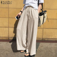 ZANZEA ผู้หญิงสไตล์เกาหลี Culottes ขากว้างกางเกง Palazzo Drawstring เอวกางเกงขายาวกางเกงทรงหลวม #10