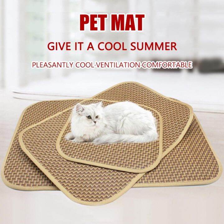 Cat Cooling Pad Straw Bamboo Pet Dog , Large Size Summer Cooling