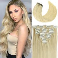 24Inch Synthetic Extension 16 Clips Blonde Hair Natural Long Wavy 7Pcs/Set Heat Resistant Fiber Hairpiece Black Brown Hairstyle Wig  Hair Extensions