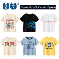 27Kids Store เสื้อยืดแขนสั้นสำหรับเด็กวัยรุ่นอายุ6-15ปีเด็กผู้หญิงเสื้อเด็กผู้หญิงเด็กผู้ชาย (6Y-15Y) 130ซม.-170ซม. 2023ฤดูร้อนใหม่