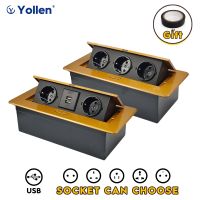 ✌♚™ EUR Dark Gold Color(Тёмное золото)/Black/Silver Table Socket Aluminum Panel 2/3 Way Outlet USB Power Three Socket Household