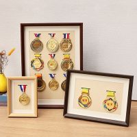 [Fast delivery]High-end Solid wood three-dimensional hollow marathon medal keep honor award badge display photo frame table custom storage box