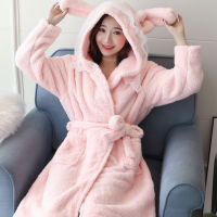 JULYS SONG Flannel Sleepwear Robe Winter Thick Warm Homewear Women Nightgown Pajamas Bathrobe For Female Soft Cute Nightwear