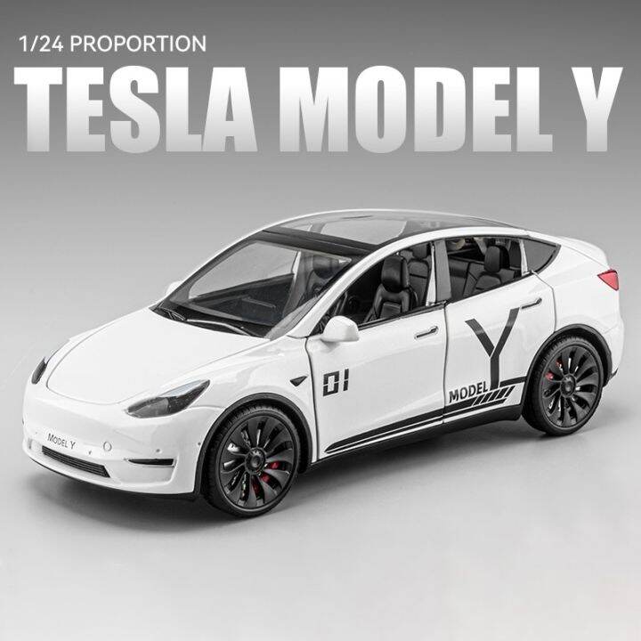 1-24-tesla-โมเดล-y-โมเดลรถของเล่น3กองชาร์จโลหะผสมหล่อตายเสียงและไฟของเล่นเด็กของขวัญวันเกิด