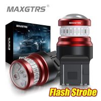 [Super bright bulb] 2x Strobe Flash 1157 P21/5W 7443 BAY15D 3157ไฟเบรคอัตโนมัติ LED 4014 SMD ไฟวิ่งกลางวันหยุดไฟท้ายสีแดง