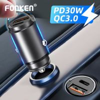 FONKEN 30W PD+QC Fast Charging Mini USB C Car Phone Charger Adapter For iPhone 13 12 Macbook Xiaomi Samsung Huawei Car Chargers