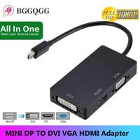 Mini DP DisplayPort To DVI VGA HDMI-Comptible Adapter 3 In 1 Hub 1080P Video Converter for IMac Apple MacBook Pro Air Adapters Adapters