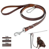 【jw】□ Leather Dog Leash Durable Large Leashed with Mountaineering Buckle Outdoor Leads Leashes for Medium Dogs