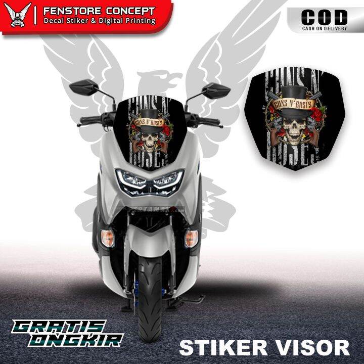 Stiker Visor NMAX 2021 Guns & Roses Skull Stiker Visor Winshield