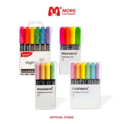 Monami (โมนามิ) ปากกาเน้นข้อความ Highlighter รุ่น 601 (แพ็ค 4 , 6 สี)