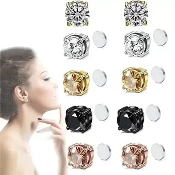Dropship 12 Pairs Magnetic Stud Earrings Stainless Steel Clip On CZ Earrings  Non Piercing Fake Nose Ring Stud Magnetic Earrings For Women Men to Sell  Online at a Lower Price | Doba