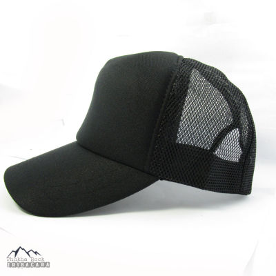 P03 หมวกแก๊ป หมวกสีพื้น หมวกสีดำ ด้านหลังตาข่าย ฟรีไซต์ ด้านหลังปรับได้