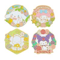 Sanrio Pochacco Kawaii เข็มกลัดเข็มกลัดรูปดนตรีของฉัน Cinnamoroll ป้ายเคลือบสำหรับกระเป๋าเป้สะพายหลังเข็มกลัดการ์ตูนของขวัญ