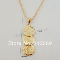 YELLOW GOLD PLATED 18 NECKLACE 3PCS ROUND MUSLIM ALLAH GOD MONEY SIGN PENDANT GREAT GIFT