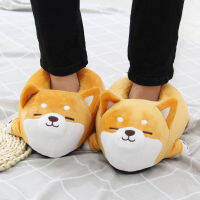 รองเท้าแตะตลกน่ารักนุ่มน่ารักขี้เกียจ Shiba Inu รองเท้าแตะสุนัข Animal Puppy Home Plush Cotton Shoes